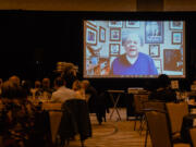 Ambassador and civil rights activist Andrew Jackson Young Jr. speaks via remote call at the iUrban Teen's 12th annual Rev. Dr. Martin Luther King Jr. Breakfast on Monday, Jan. 17, 2022, at the Vancouver Hilton.