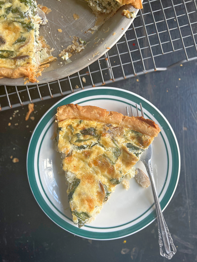 This easy-to-make spinach and mushroom quiche is perfect for a light dinner or fancy brunch.