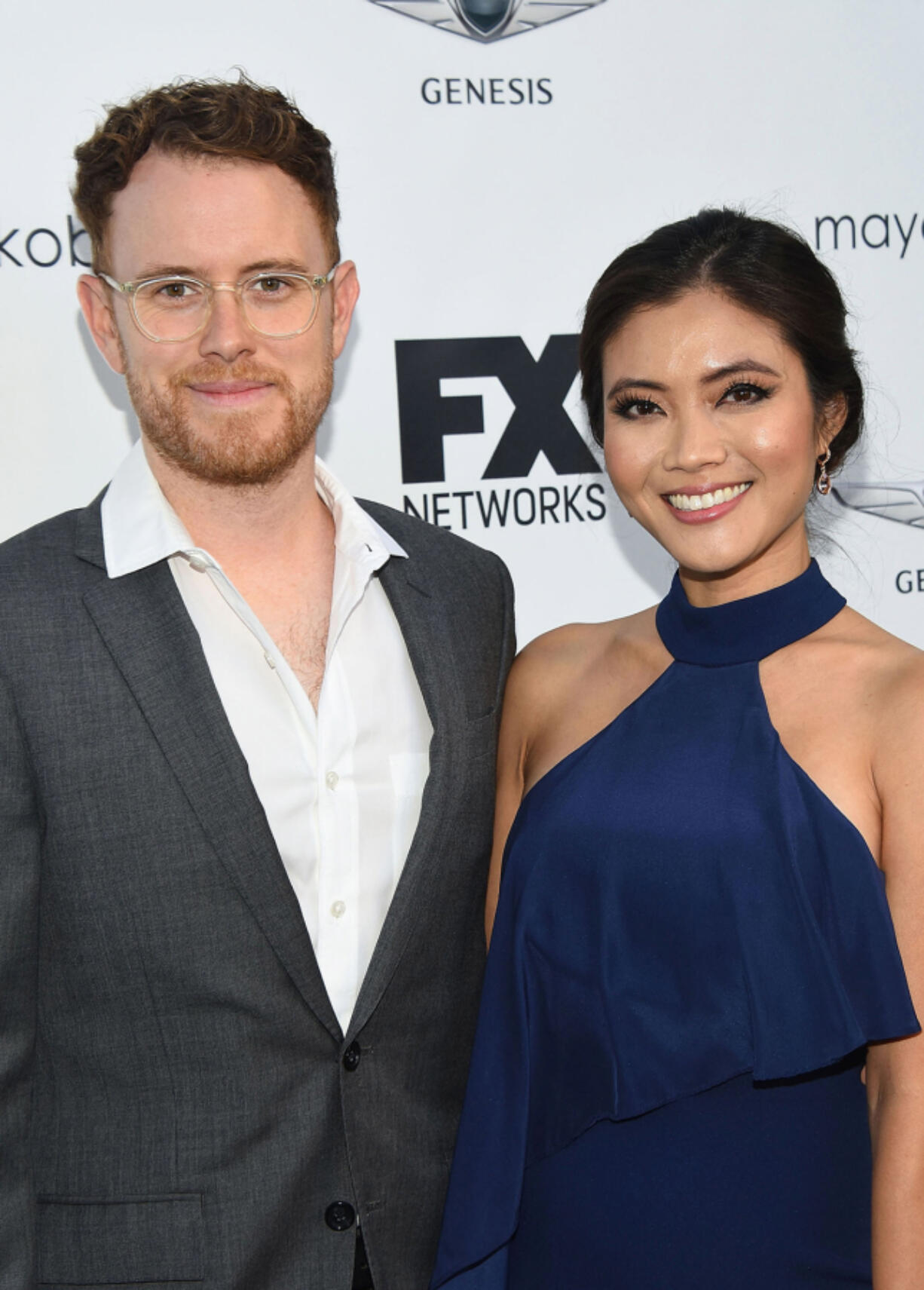 Christian Sprenger, left, and Jessica Lu  attend FX Networks celebration of their Emmy nominees at CRAFT LA on Sept. 16, 2018, in Los Angeles.