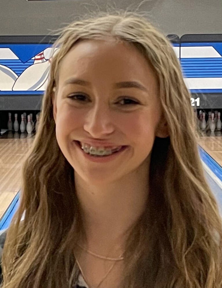 Skyview freshman Addysen Case, 4A district girls bowling champion.