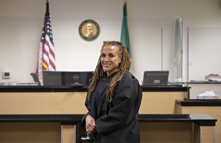 Judge Camara Banfield was appointed in January 2021 to the Clark County Superior Court bench -- a first for a woman of color in Clark County.