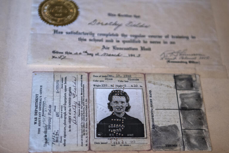 The war department identification for Dorothy Hess. She joined the U.S.