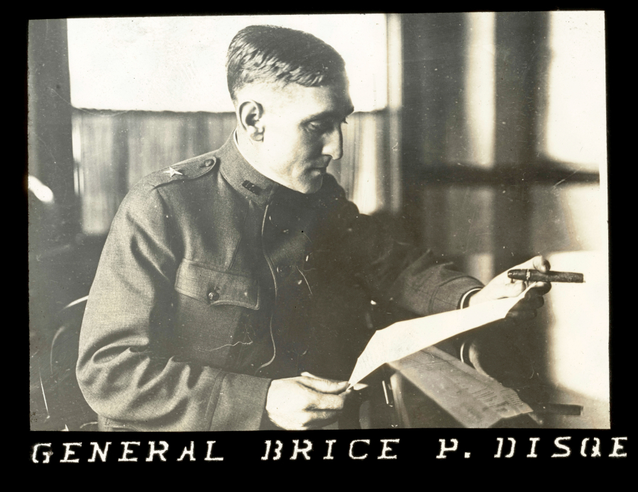 Gen. Brice Disque (1879-1960) began his career in the Philippines and rose through the enlisted ranks to captain before leaving the Army. He arrived in Portland in the fall of 1917 to lead the Spruce Production Division, part of the Army Signal Corps. In just 45 days, he built the Spruce Cut-up Plant (between Pearson Air Park and Fort Vancouver) to mill spruce for World War I airplanes.