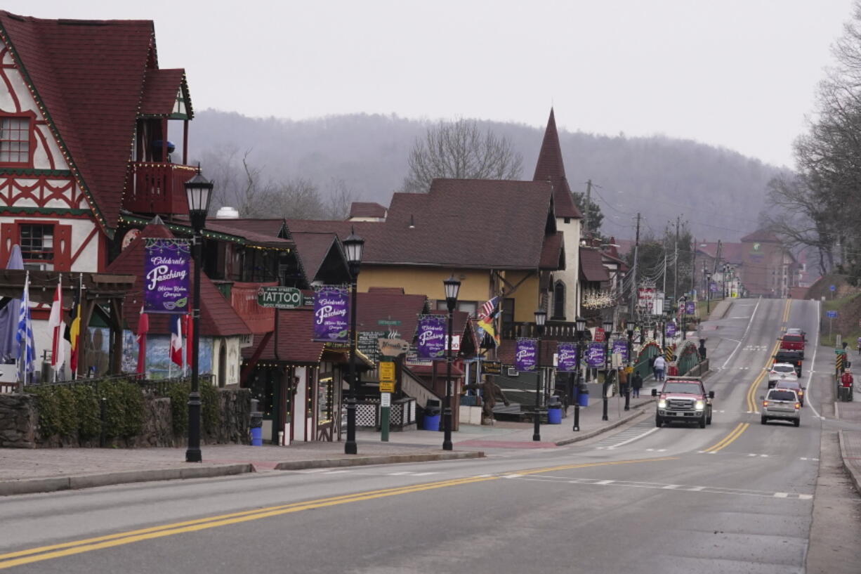 Downtown Helen, Ga., is shown Friday, Jan. 21, 2022. Helen is located in White County, lin the foothills of the Blue Ridge Mountains in northeast Georgia, where officials were stunned when the 2020 census said the county had 28,003 residents. A Census Bureau estimate from 2019 had put the county's population at 30,798 people.