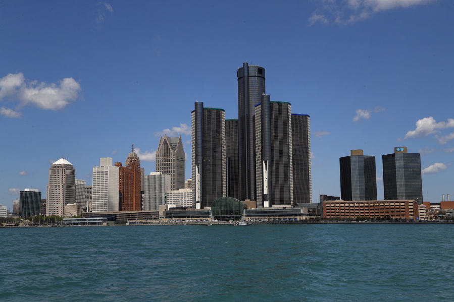 FILE - The Detroit skyline is shown from the Detroit River on May 12, 2020.  Detroit's mayor believes tens of thousands of residents in the majority-Black city were missed in the 2020 census.