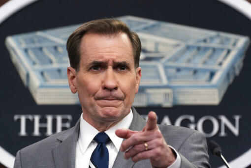 Pentagon spokesman John Kirby speaks during a briefing at the Pentagon in Washington, Monday, Jan. 24, 2022. The Pentagon says that Defense Secretary Lloyd Austin has put about 8,500 troops on heightened alert, so they will be prepared to deploy if needed to reassure NATO allies in the face of ongoing Russian aggression on the border of Ukraine.