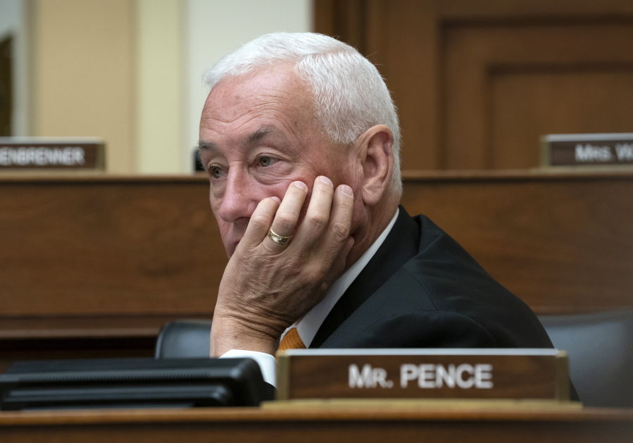 Rep. Greg Pence, R-Ind., listens as the House Foreign Affairs Committee holds a hearing titled, "The Betrayal of our Syrian Kurdish Partners," an examination of President Donald Trump's abrupt decision to withdraw from Syria and its impact on the Kurds and stability in the region, on Capitol Hill in Washington, Wednesday, Oct. 23, 2019. He is the brother of Vice President Mike Pence. (AP Photo/J.