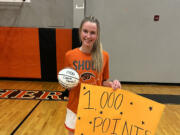Jaiden Bea scored her 1,000th career point in Washougal 65-25 win over Woodland on Friday, Jan.