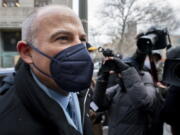 Michael Avenatti arrives to Federal court in Manhattan, Monday, Jan. 24, 2022, in New York. Avenatti, the once high-profile California attorney who regularly taunted then-President Donald Trump, was introduced to prospective jurors who will decide whether he cheated porn star Stormy Daniels out of hundreds of thousands of dollars.
