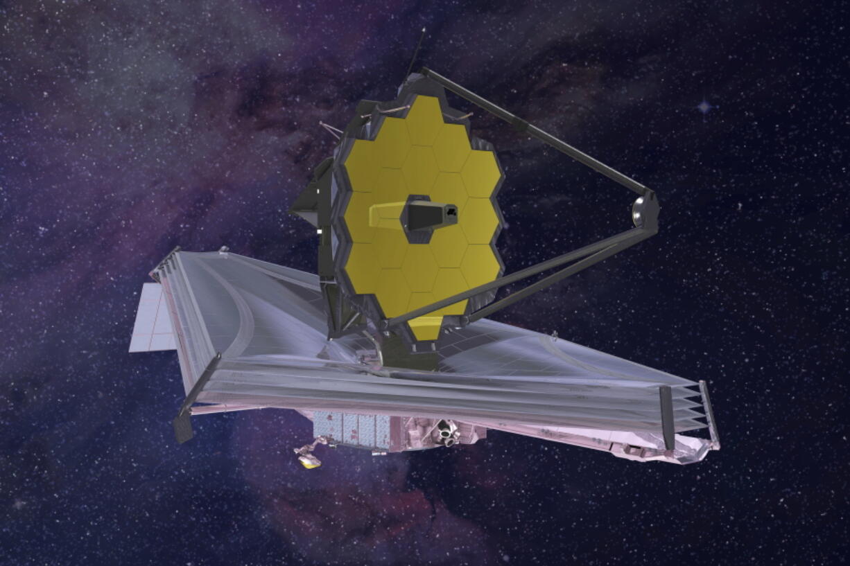 This 2015 artist's rendering provided by Northrop Grumman via NASA shows the James Webb Space Telescope. On Monday, the world's biggest and most powerful space telescope reached its final destination 1 million miles away, one month after launching on a quest to behold the dawn of the universe.
