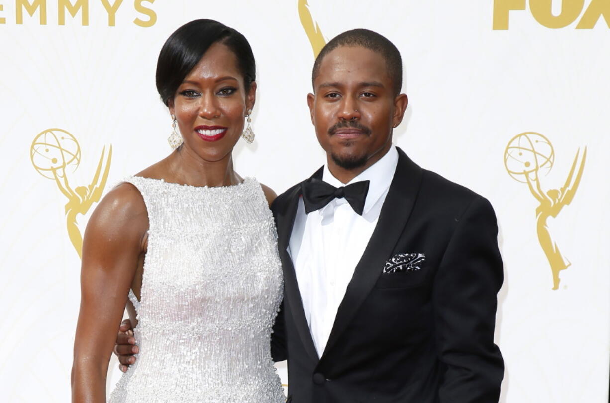 FILE - Regina King, left, and Ian Alexander Jr. arrive at the 67th Primetime Emmy Awards on Sunday, Sept. 20, 2015, at the Microsoft Theater in Los Angeles. Ian Alexander Jr., the only child of award-winning actor and director Regina King, has died.  The death was confirmed Saturday, Jan. 22,2022 in a family statement.