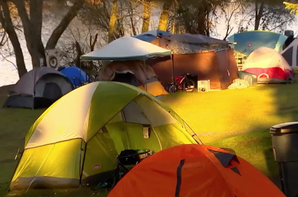 The homeless encampment near Bitter Lake in Seattle last year.