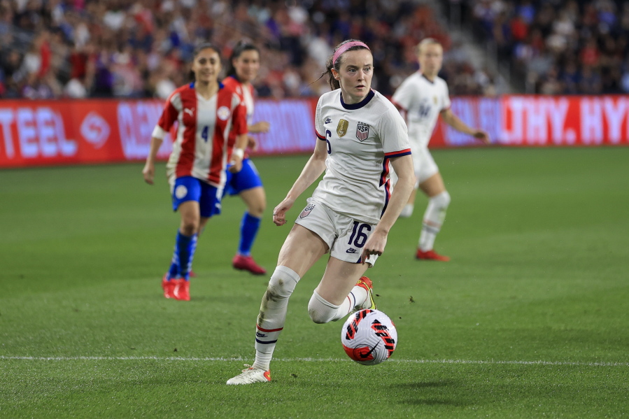 United States midfielder Rose Lavelle (16) signed a two-year deal to play for the National Women's Soccer League OL Reign in Seattle. The deal was announced on Wednesday, Jan. 26, 2022.
