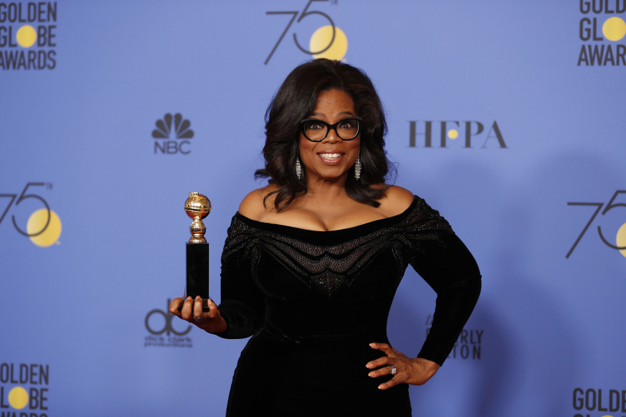 Oprah Winfrey poses for a picture backstage Jan. 7, 2018, during the 75th Annual Golden Globes at the Beverly Hilton Hotel in Beverly Hills, Calif. (Allen J.