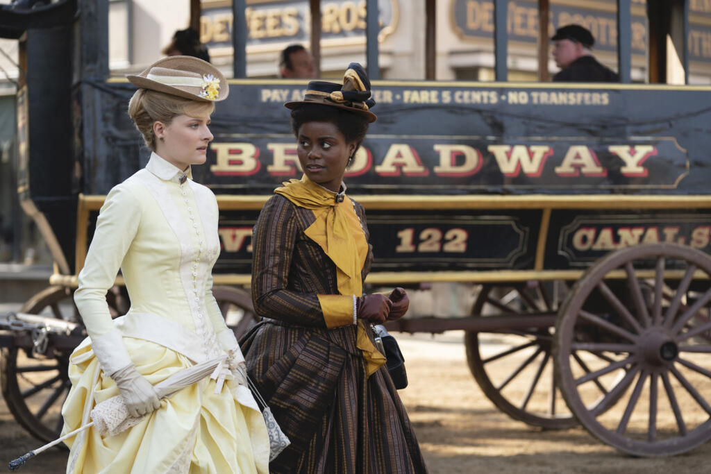 Louisa Jacobson, left, as Marian Brook and Denée Benton as Peggy Scott in “The Gilded Age." (Alison Cohen Rosa/HBO/TNS)