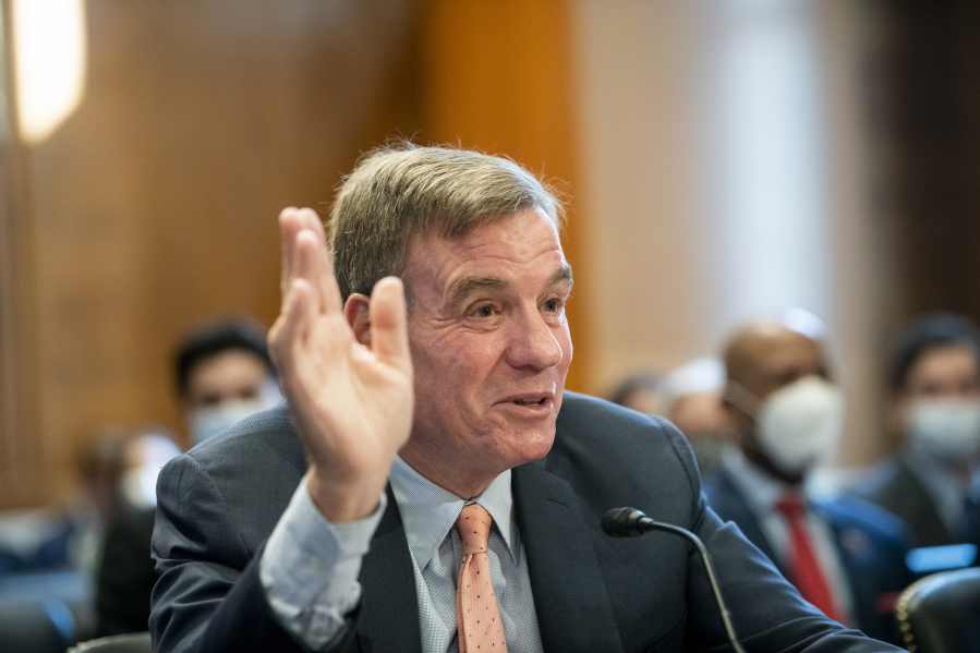Sen. Mark Warner (D-VA), here in the Dirksen Senate Office Building in Washington, D.C., on Sept. 15, 2021, wrote to the SEC urging the agency to require companies' to disclose whether they used subcontracted workers.