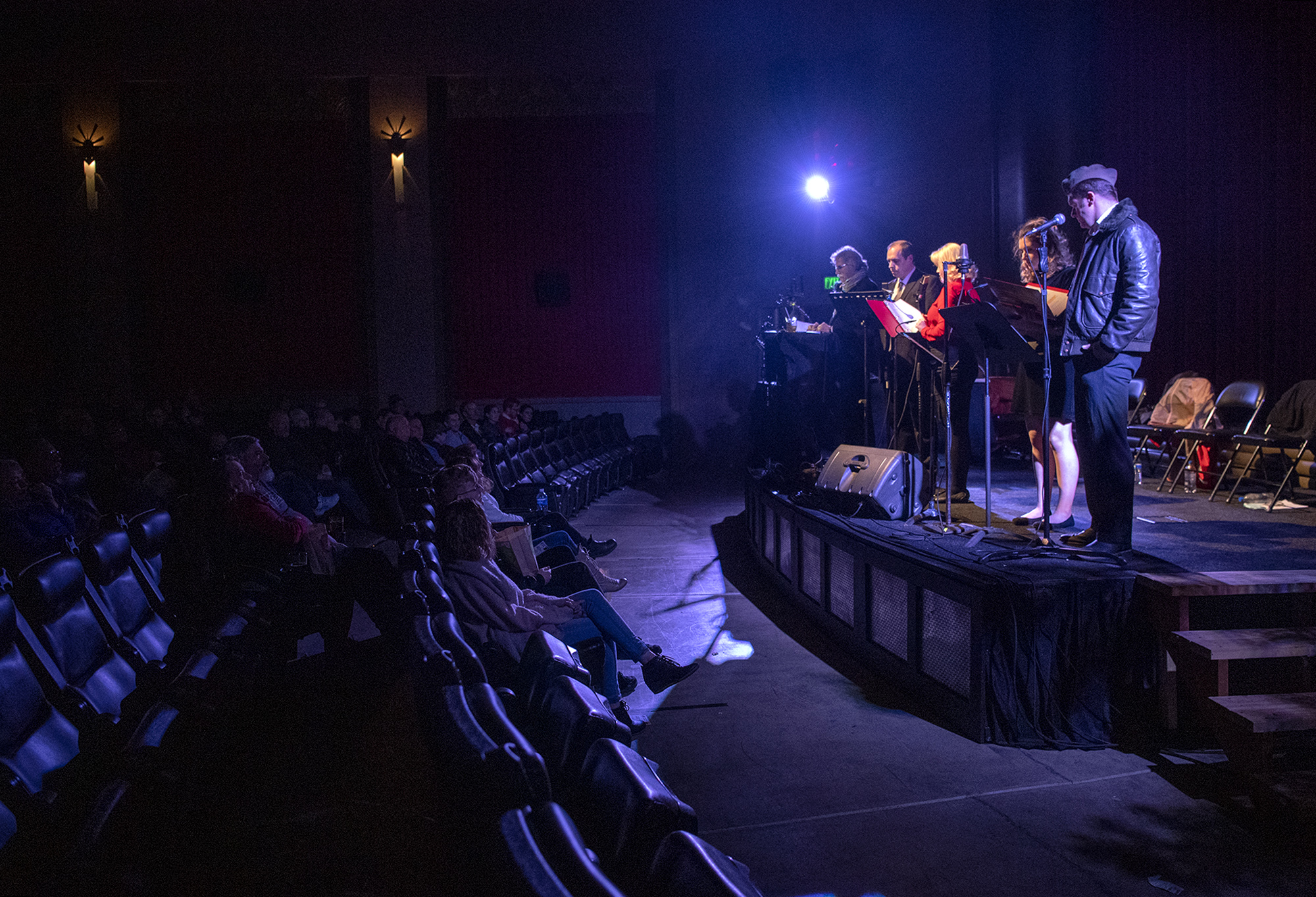 Re-Imagined Radio performs of "In Flight with DB Cooper" at the Kiggins Theatre in Vancouver in 2019.