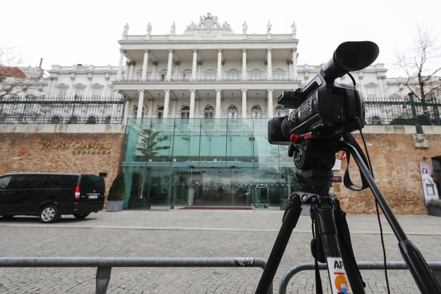 A general view of Palais Coburg, the site of a meeting where closed-door nuclear talks with Iran take place in Vienna, Austria, Tuesday, Feb. 8, 2022.