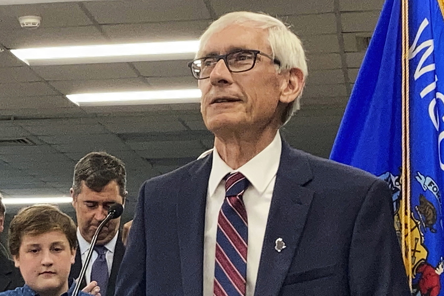 FILE - Democratic Wisconsin Gov. Tony Evers speaks at Cumberland Elementary School, July 8, 2021, in Whitefish Bay, Wis. Wisconsin, Kansas, Michigan and Pennsylvania, are places with Republicans in control of state legislatures with Democratic-held governorships are on the ballot in the fall.