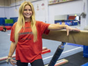 *LEADOPTION* Camas High School sophomore gymnast Hallie Kempf stands for a portrait Tuesday, March 8, 2022, at Vancouver Elite Gymnastics Academy. Kempf is The Columbian?s All-Region gymnast of the year.