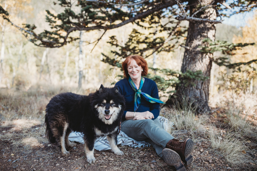 Former CIA agent Katy McQuaid and her dog Grace.