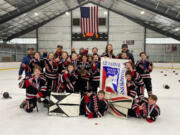 The 12U A Vancouver Junior Rangers hockey team, based at Mountain View Ice Arena, after their championship victory Sunday.
