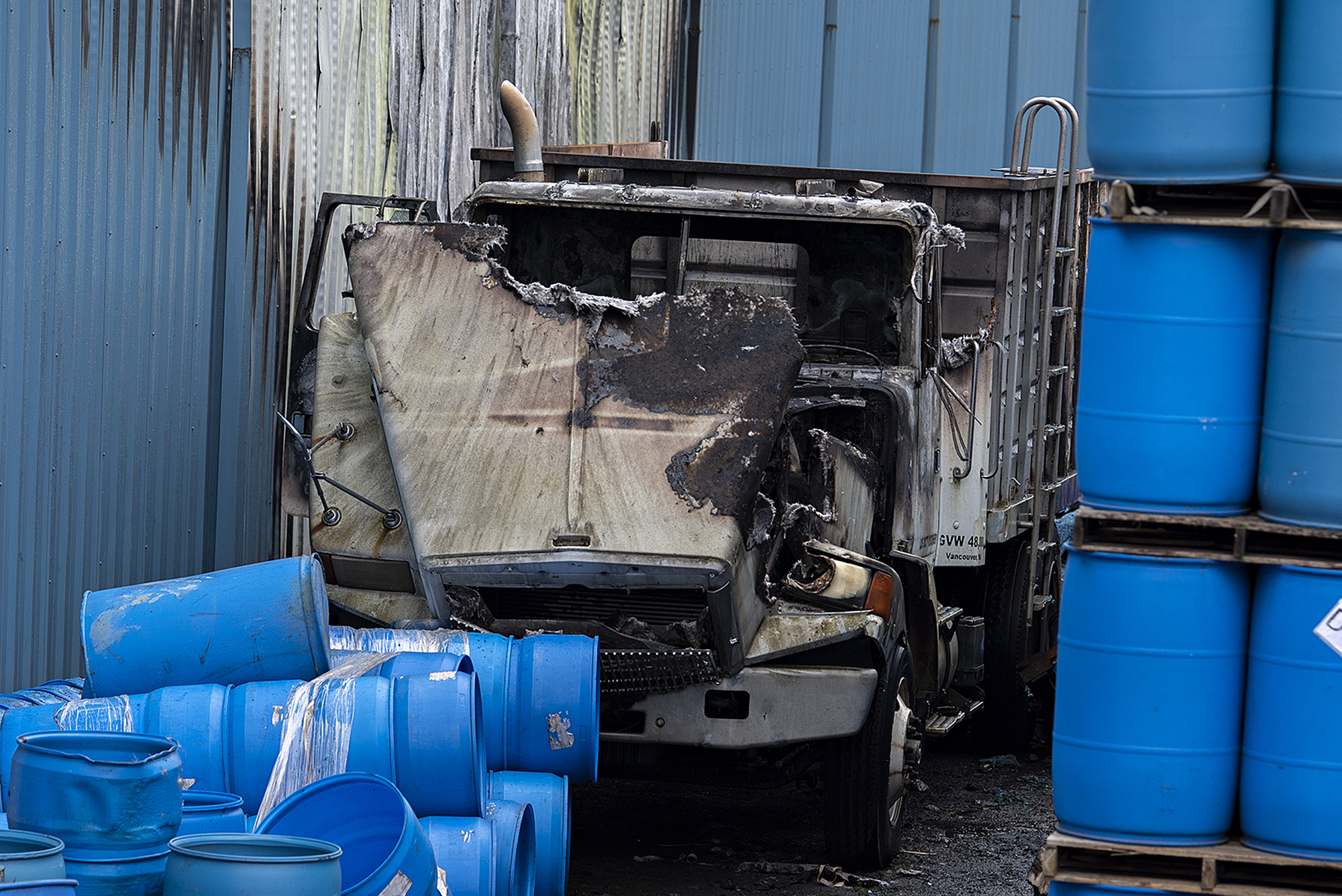 More than 40 firefighters battled a two-alarm fire at Northwest Packing Co. at the Port of Vancouver on Tuesday morning, March 29, 2022.