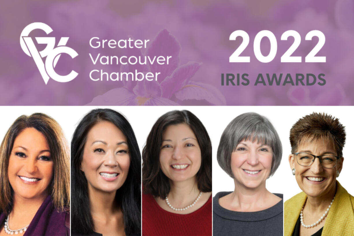 Courtesy of the Greater Vancouver Chamber of Commerce
Cyndi Holloway, Ali Migaki, Megan Chono Dudley, Jeanne Bennett and Lisa Gibert have won the Iris Award from the Greater Vancouver Chamber of Commerce.