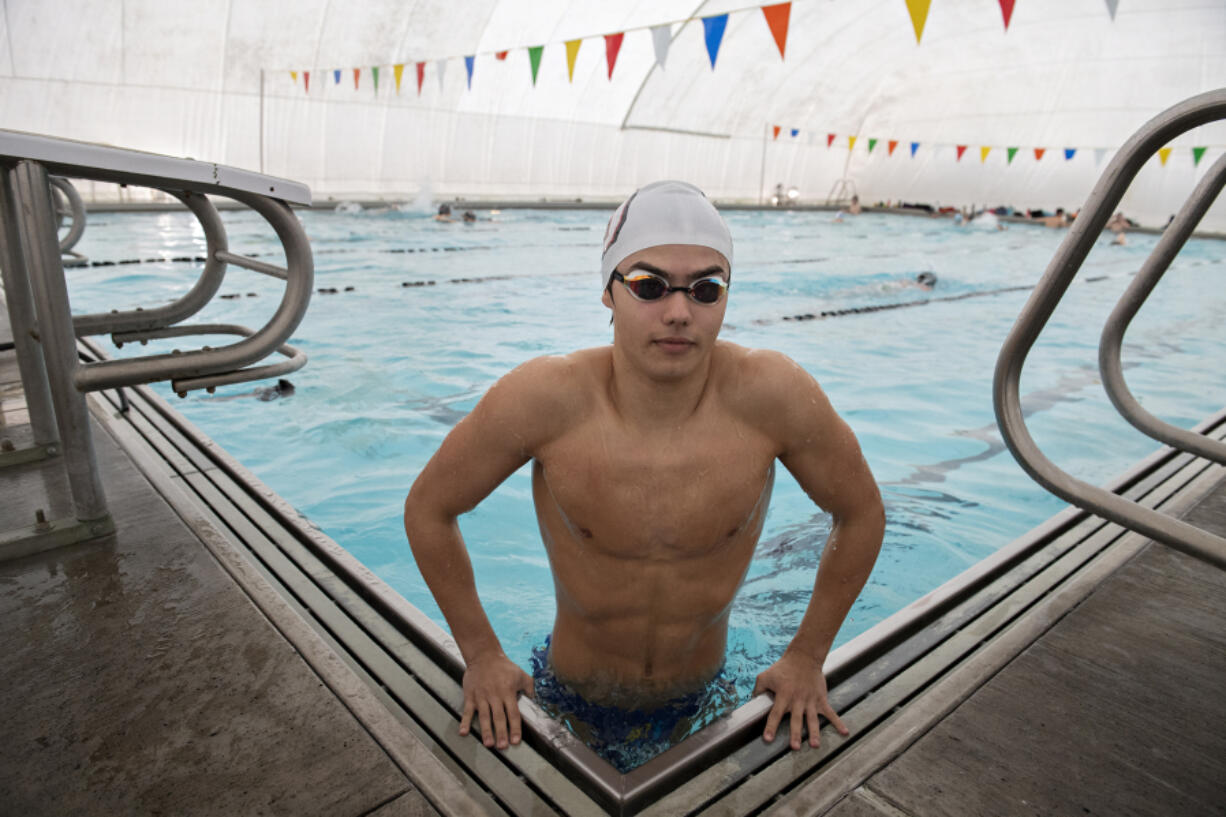 Sam Empey of Union High School is the All-Region swimmer of the year, as pictured at Cascade Athletic Club on Tuesday afternoon, March 15, 2022.