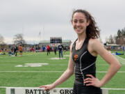 Prairie's Kara Mattson pauses for a moment to pose for a portrait at the Tiger Invite on Saturday, March 26, 2022, at Battle Ground High School.