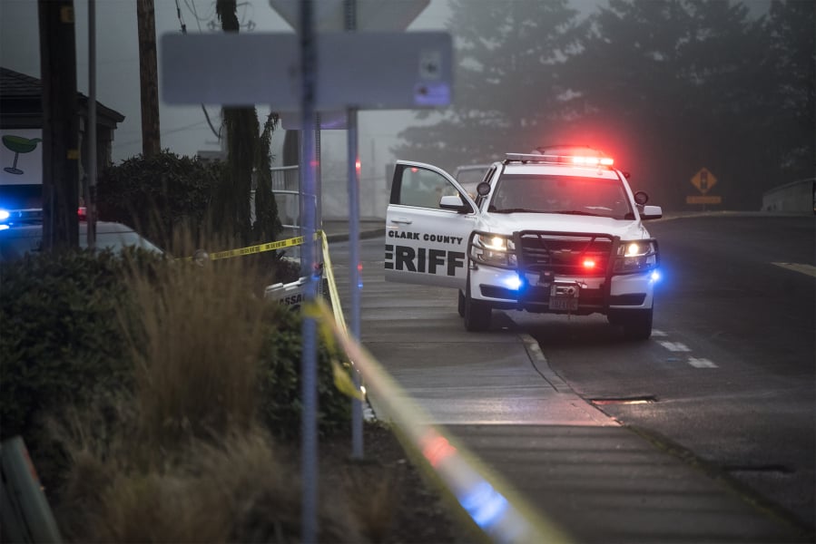A Clark County Sheriff's Office vehicle responds to a crime scene in 2018.