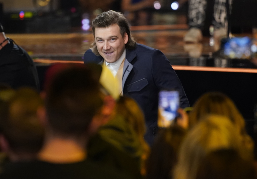 Morgan Wallen accepts the award for album of the year for "Dangerous: The Double Album" at the 57th Academy of Country Music Awards on Monday, March 7, 2022, at Allegiant Stadium in Las Vegas.