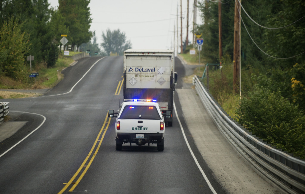 James Naramore, Commercial Vehicle Enforcement with the CCSO, makes a stop on Carty Road in 2015.