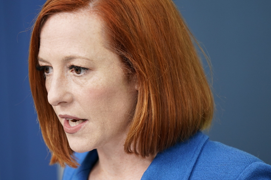 White House press secretary Jen Psaki speaks during a press briefing at the White House, Friday, March 18, 2022, in Washington.
