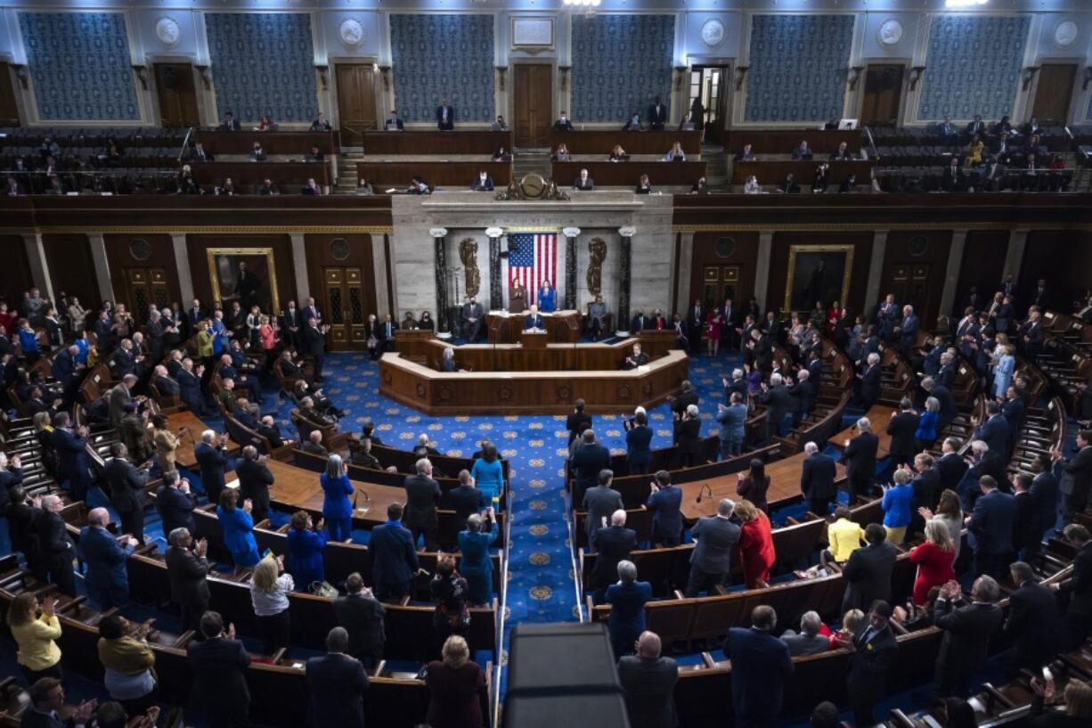 FILE - President Joe Biden delivers his first State of the Union address to a joint session of Congress at the Capitol, Tuesday, March 1, 2022, in Washington.