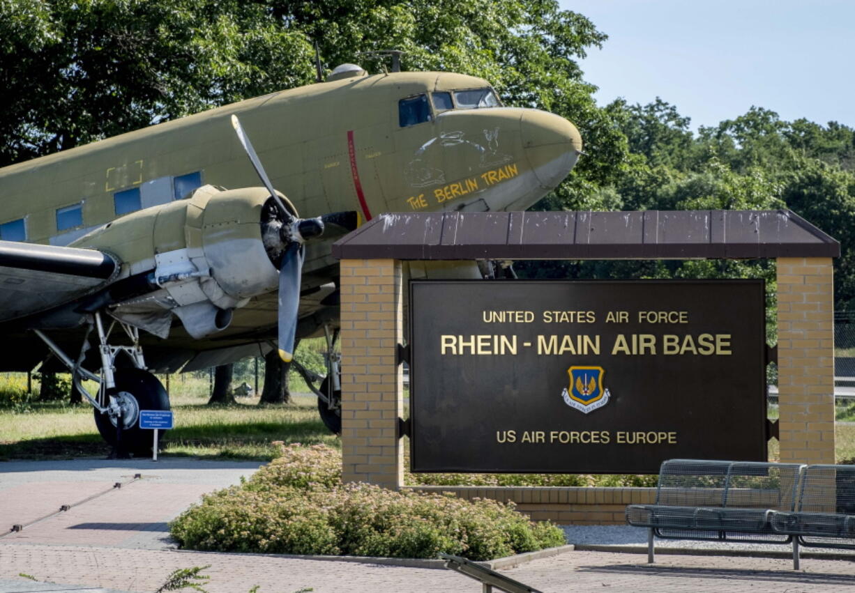 FILE - An old so called 'raisin bomber' airplane from WW II is seen at the airlift memorial at the airport in Frankfurt, Germany, on June 24, 2020. Russian President Vladimir Putin's war in Ukraine and his push to upend the broader security order in Europe may signal a historic shift in American thinking about defense of the continent. Depending on how far Putin goes, this could mean a buildup of U.S. military power in Europe not seen since the Cold War.
