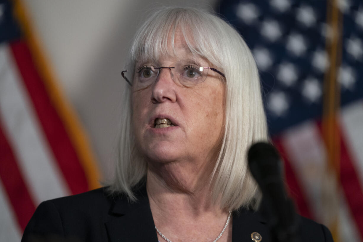 Sen. Patty Murray, D-Wash., speaks during a news conference on Capitol Hill, Feb. 1, 2022, in Washington. A Senate committee on Tuesday, March 15, approved a bipartisan blueprint to overhaul the nation's public health system. Murray and Sen. Richard Burr, R-N.C., worked for over a year on the contours of the bill.