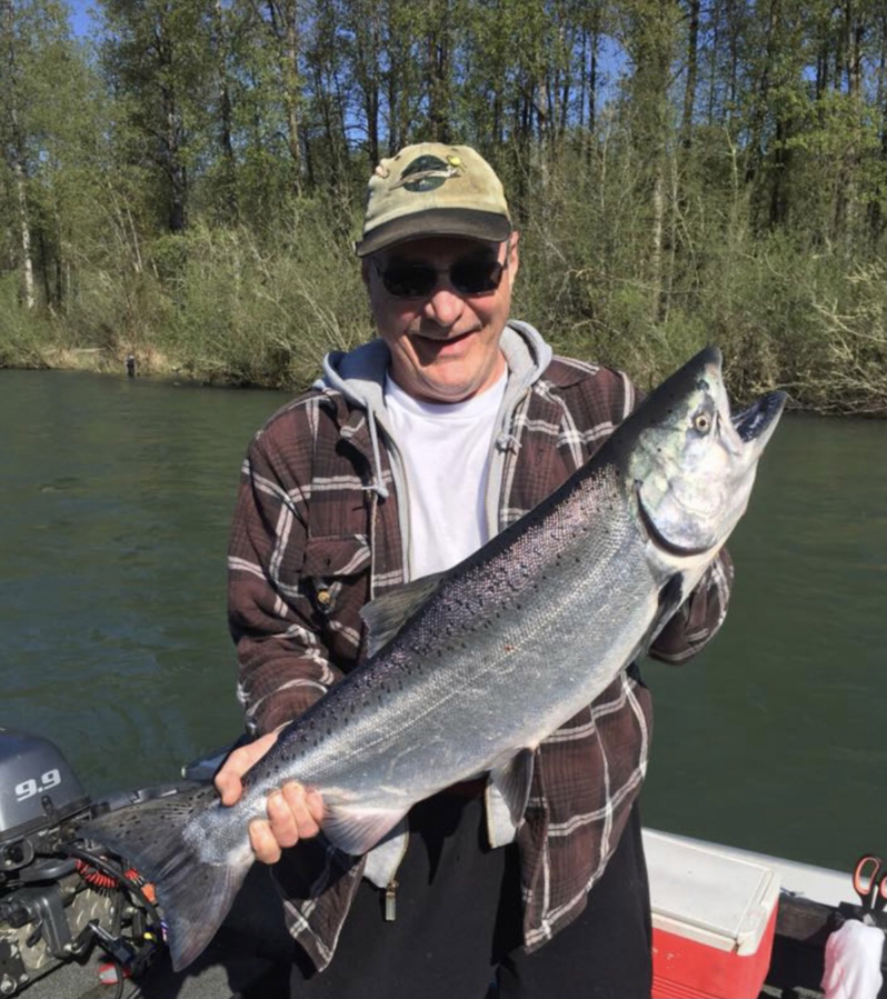 This spring Chinook was taken by Richard Twing on the Cowlitz River while fishing with guide Dave Mallahan a few years ago. After a two-year hiatus, anglers can once again keep spring Chinook salmon they catch on the Cowlitz River.