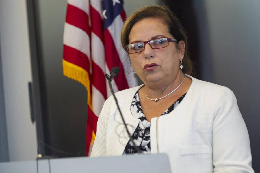 Cuban doctor Ramona Matos speaks during a press conference Wednesday in Doral announcing a federal lawsuit against the Pan American Health Organization for its alleged role in trafficking thousands of Cuban doctors and other health care professionals.