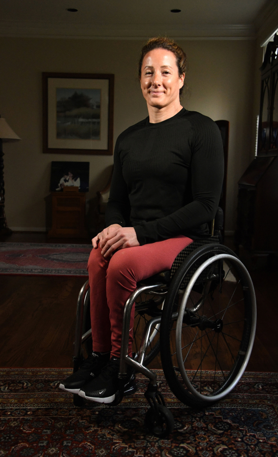 Tatyana McFadden, 17-time Paralympic medalist, at her family???s home in Clarksville, Maryland.