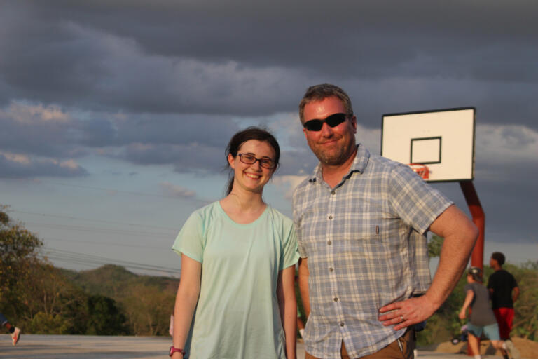 Columbia River sophomore Amelia Rice, left, and her father, Columbian sports editor Micah Rice, helped build an outdoor sports court in El Rodeo, Dominican Republic with Vancouver-based nonprofit Courts For Kids.