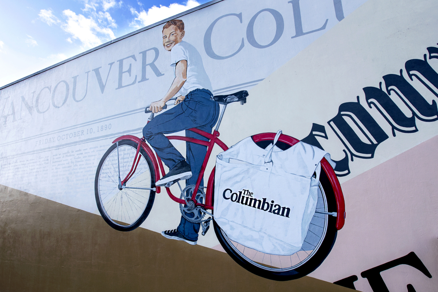 A mural by artist Guy Drennan, on the east side of The Columbian building, offers a glimpse into the history the newspaper in Clark County.