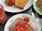 French toast stuffed with sweet cheese and topped with a jammy strawberry sauce is perfect for a special occasion like Easter brunch.