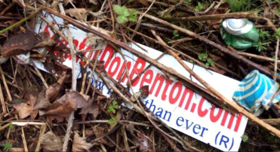 When Don Benton claimed years ago that Columbian newspapers were polluting the local ditches, all one reader could find were his campaign signs.