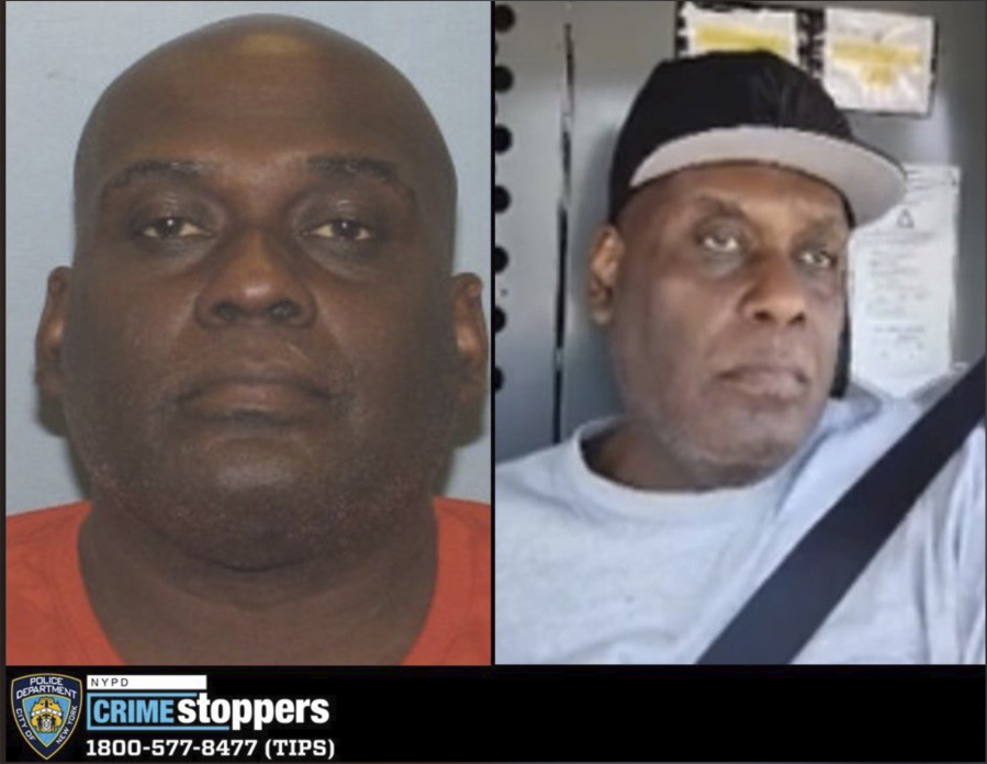 This image provided by the New York City Police Department shows a Crime Stoppers bulletin displaying photos of Frank R. James, who has been identified by police as the renter of a U-Haul van possibly connected to the Brooklyn subway shooting, in New York, Tuesday, April 12, 2022. Police Chief of Detectives James Essig said investigators weren't sure whether James had any link to the subway attack.
