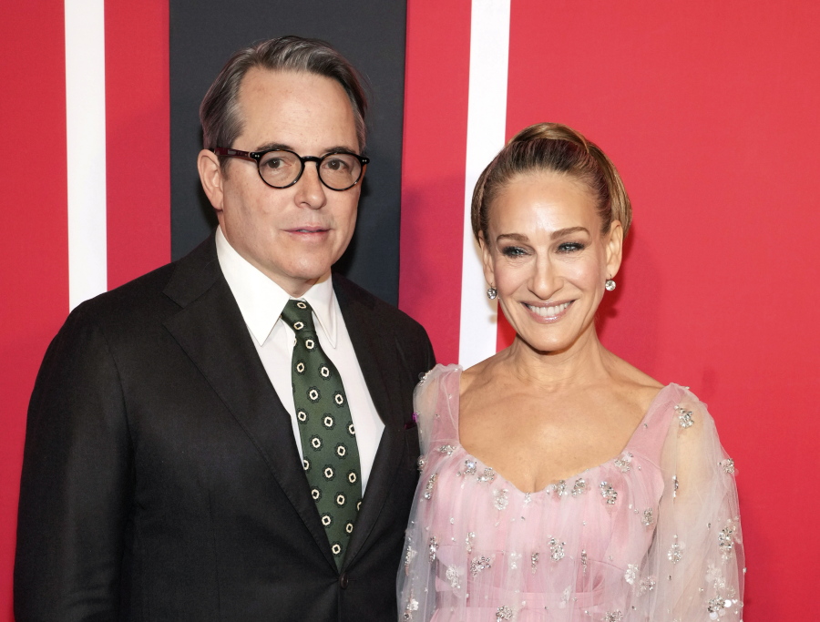 FILE - Matthew Broderick and Sarah Jessica Parker attend Neil Simon's "Plaza Suite" Broadway opening night at the Hudson Theatre on Monday, March 28, 2022, in New York.  Both Broderick and Parker have tested positive for COVID-19. The U.S. is getting a first glimpse of what it's like to experience COVID-19 outbreaks during this new phase of living with the virus, and the roster of the newly infected is studded with stars.