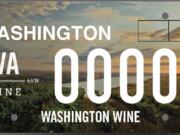 The Washington State Wine Commission helped to develop a mock-up of a special Washington wine license plate that features a landscape involving one of the state’s wine growing regions.