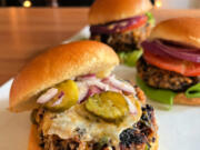 Roasted black beans and toasted cashews team up with chipotle chili pepper to create this really awesome veggie burger.
