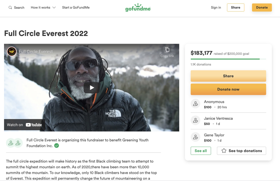 The group Full Circle Everest is still accepting donations through GoFundMe to help cover costs.