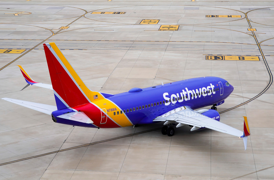A Southwest Airlines flight taxis to the runway at Dallas Love Field on January 7, 2021, in Dallas. Major airlines such as Southwest and United face staffing challenges as pilots age out of the profession. (Smiley N.
